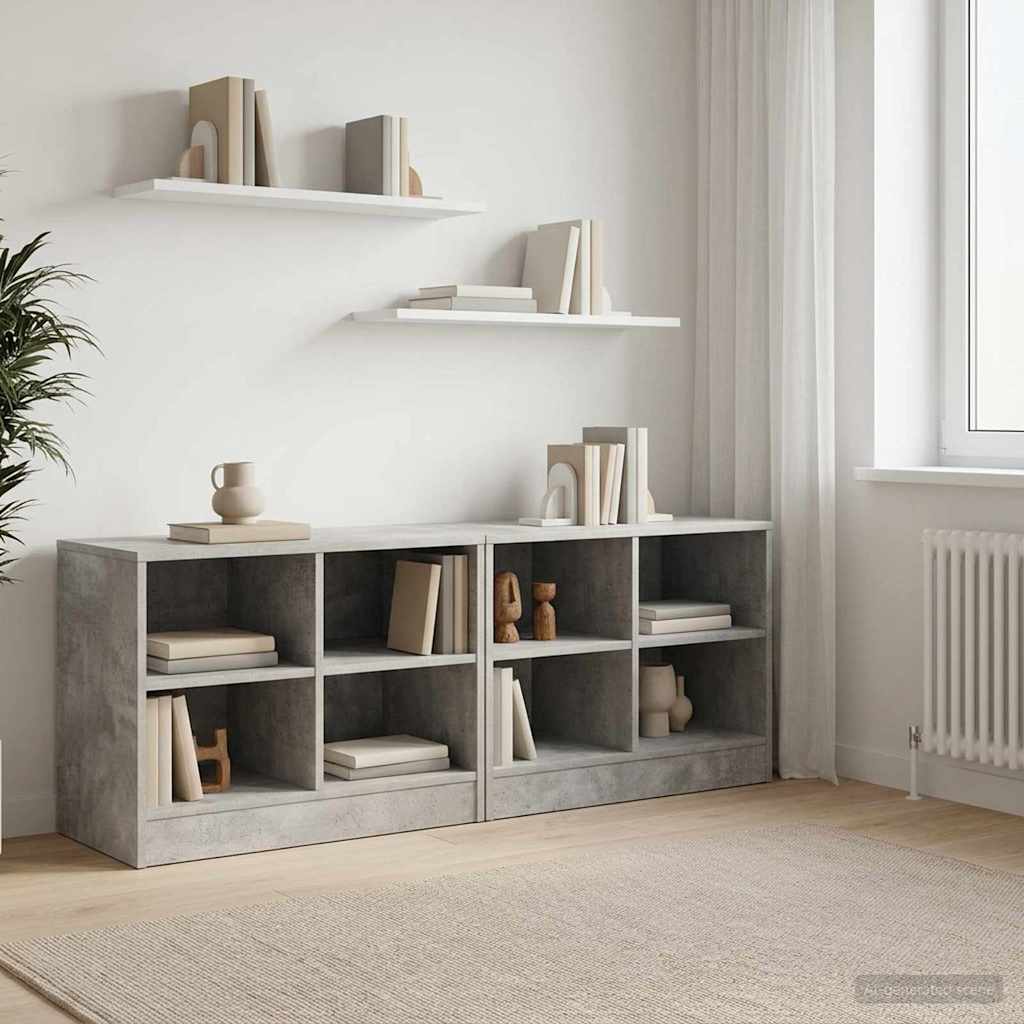Bettschrank 2 pcs Betongrau 66 x 33 x 48 cm Holzwerkstoff