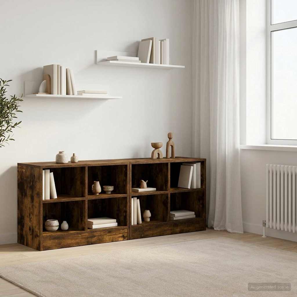 Bettschrank mit Regal 2 pcs Geräucherte Eiche 66 x 33 x 48 cm