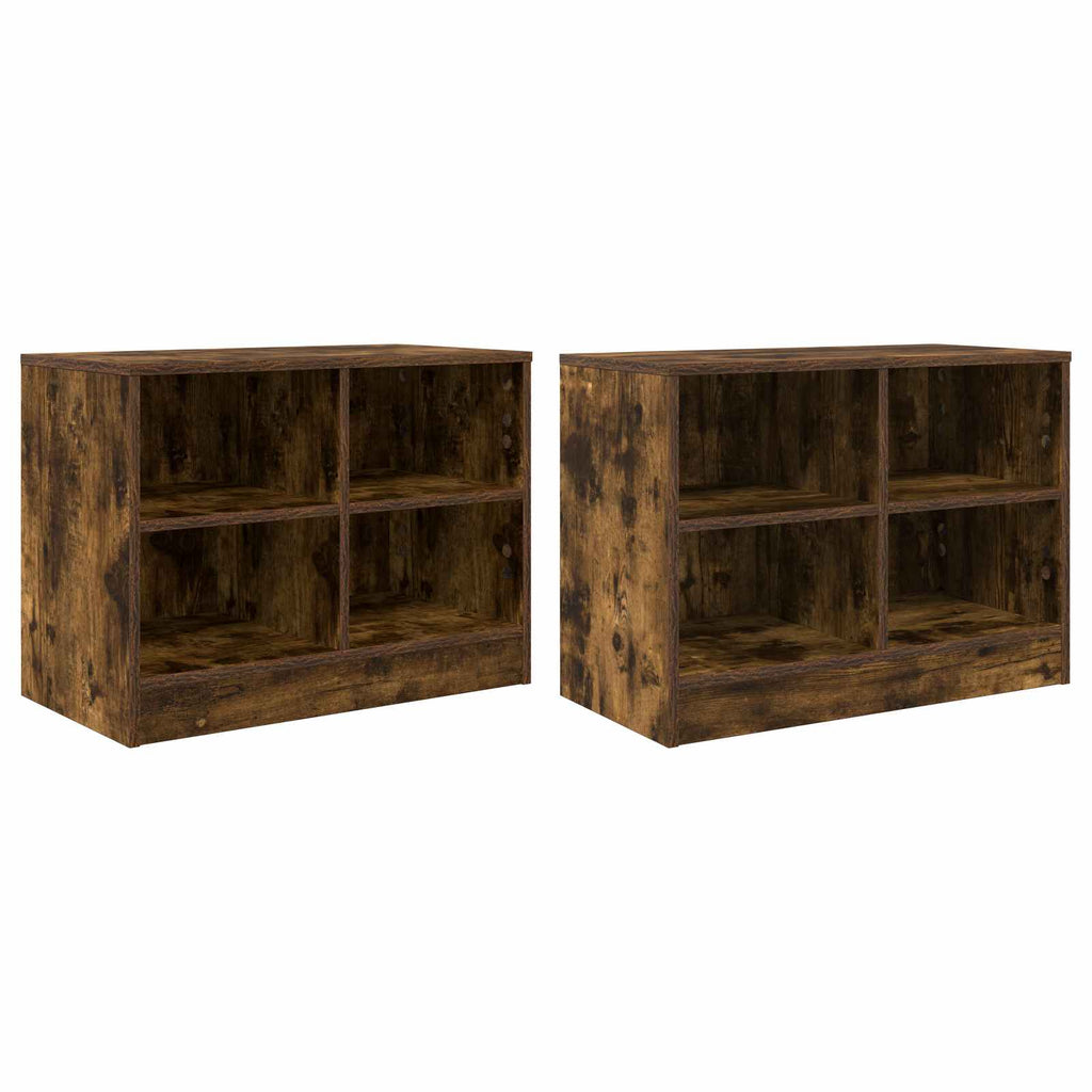 Bettschrank mit Regal 2 pcs Geräucherte Eiche 66 x 33 x 48 cm