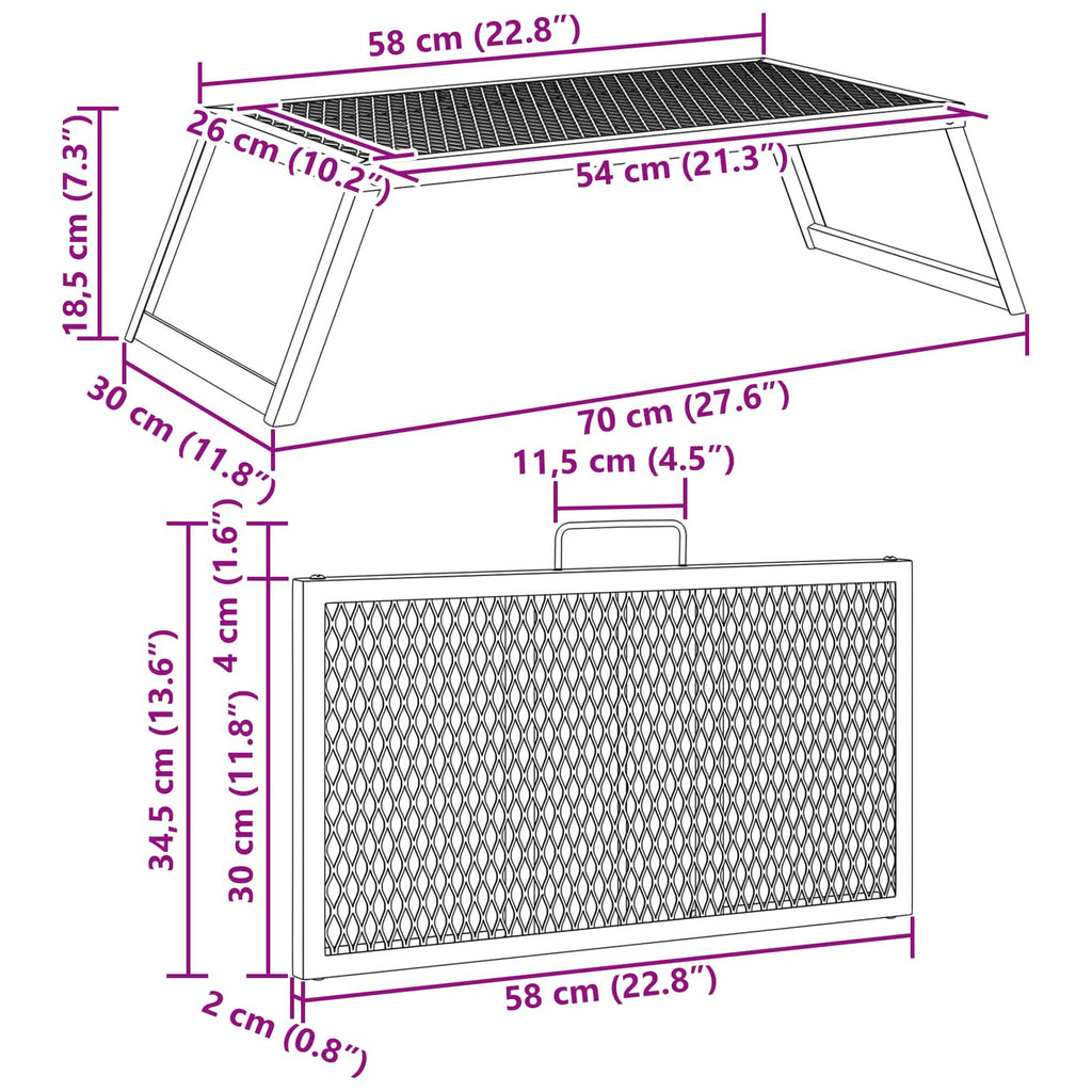 Faltbarer Campinggrill Schwarz 58 x 31 x 2 cm Legierter Stahl