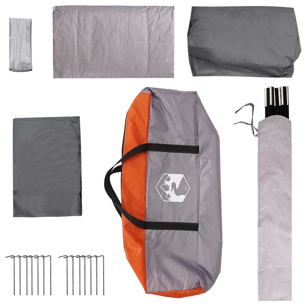 Familienzelt Grau und Orange 320 x 210 x 180 cm Polyester