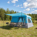 Familienzelt mit Dach Blau 380 x 260 x 190 cm Polyester