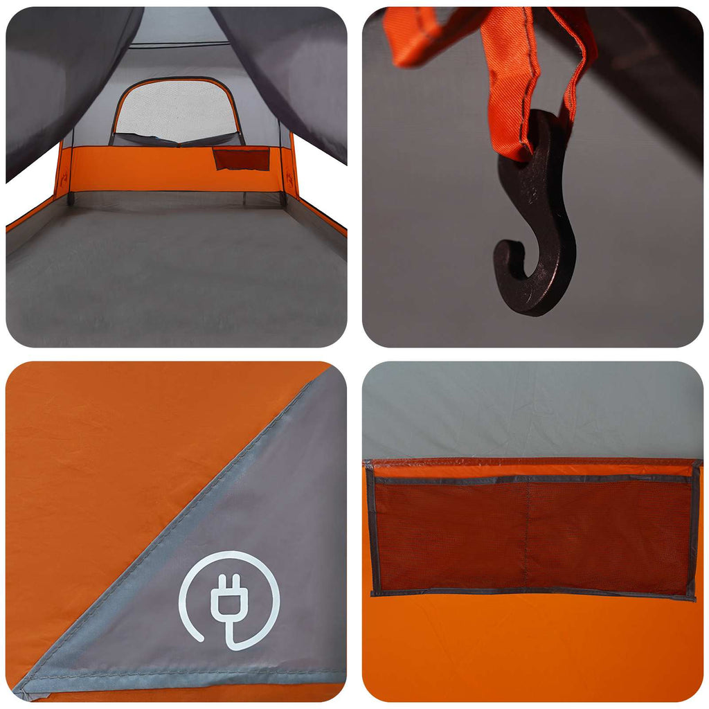 Familienzelt Grau und Orange 380 x 260 x 190 cm Polyester