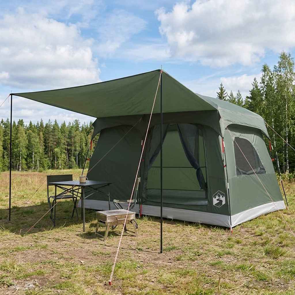 Familienzelt mit Dach Olivegrün 380 x 260 x 190 cm Polyester