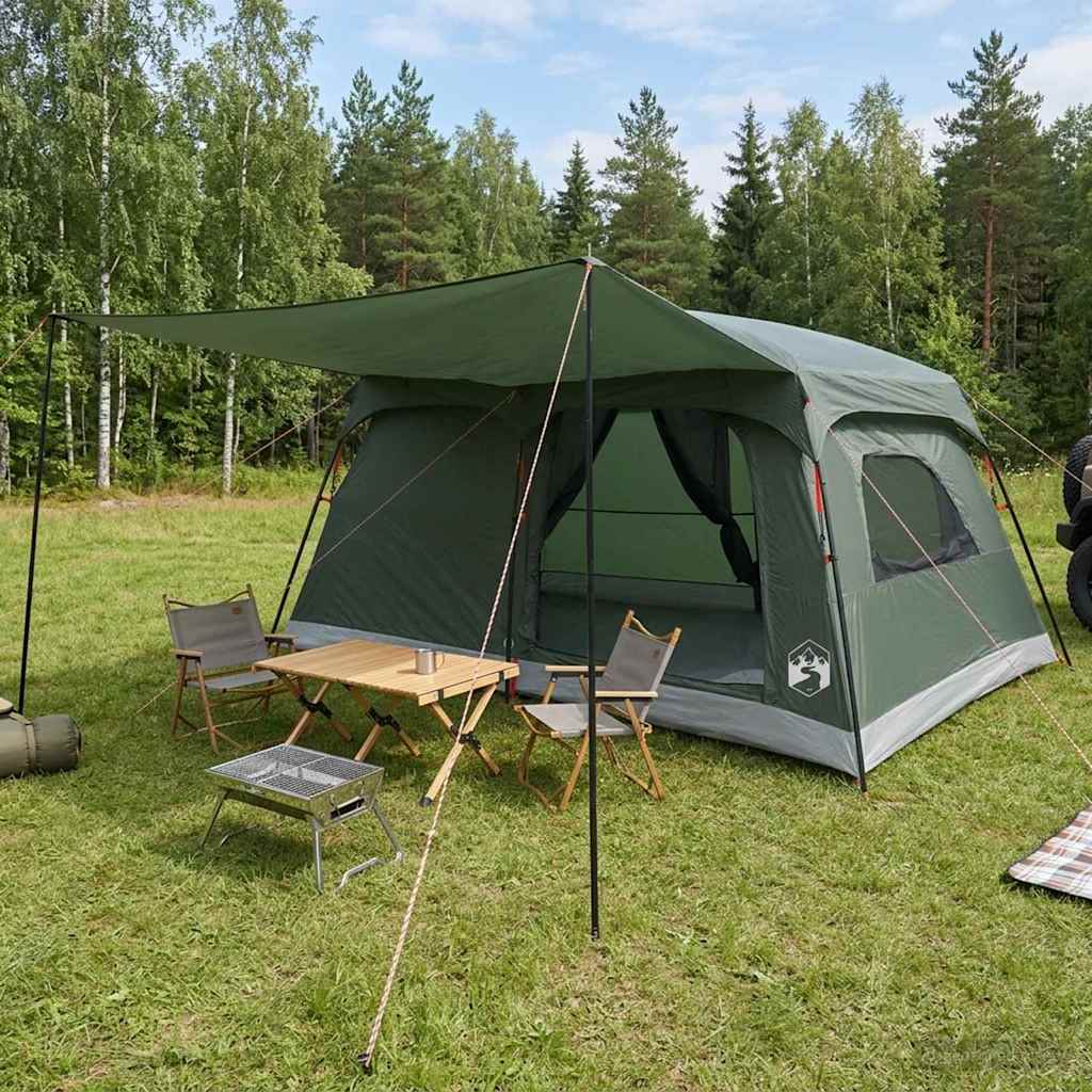 Familienzelt Olivegrün 420 x 305 x 200 cm Polyester und Stahl