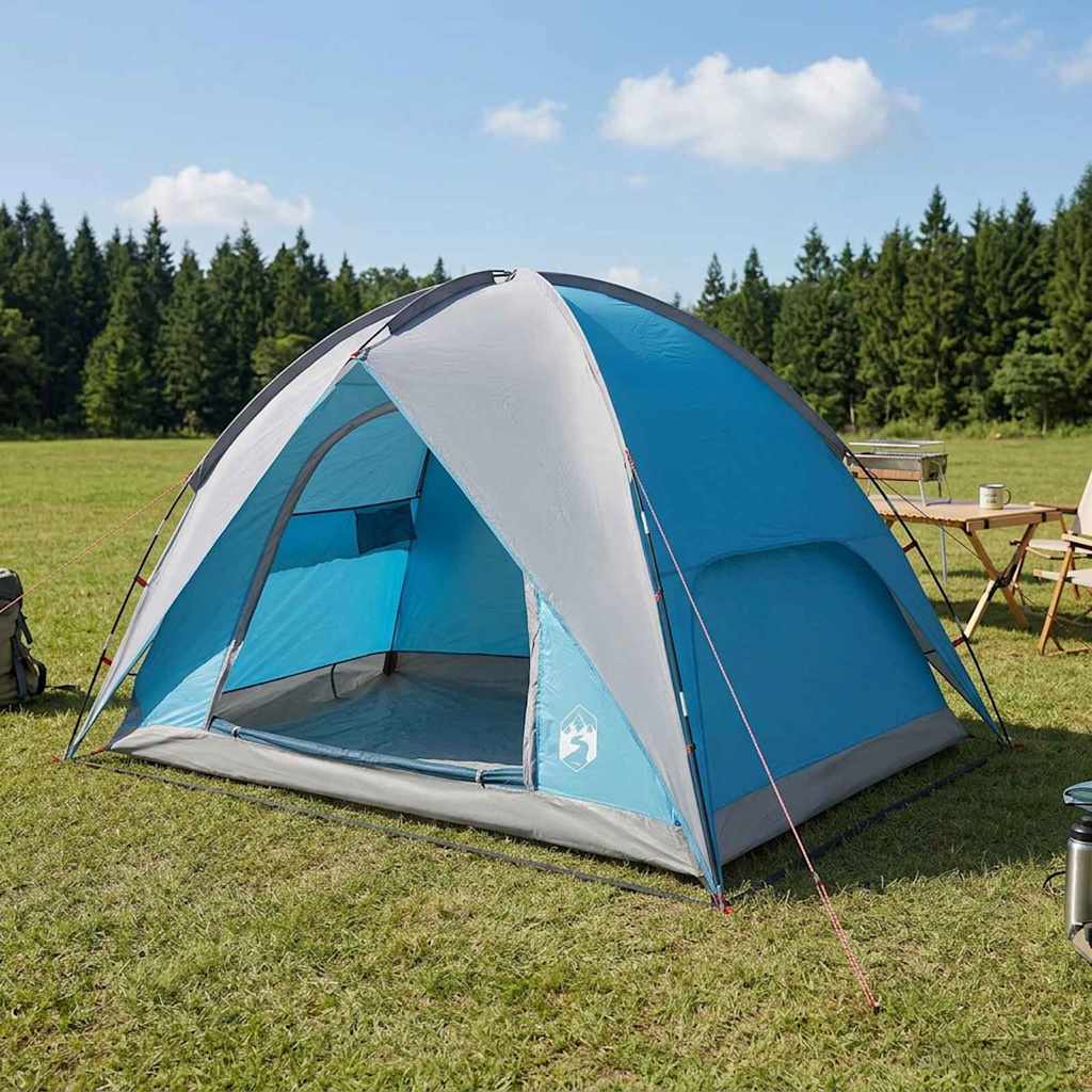 Campingzelt mit Regenhaube wasserdicht Blau 245 x 245 x 149 cm
