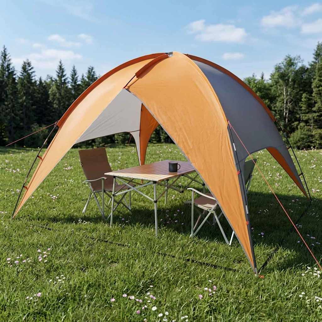 Campingzelt mit Regenhaube wasserdicht Kuppel Grau und Orange