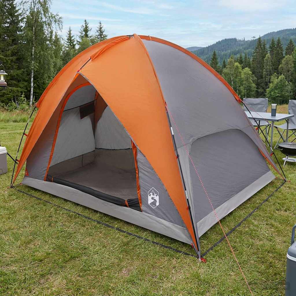 Campingzelt mit Regenhaube wasserdicht Kuppel Grau und Orange