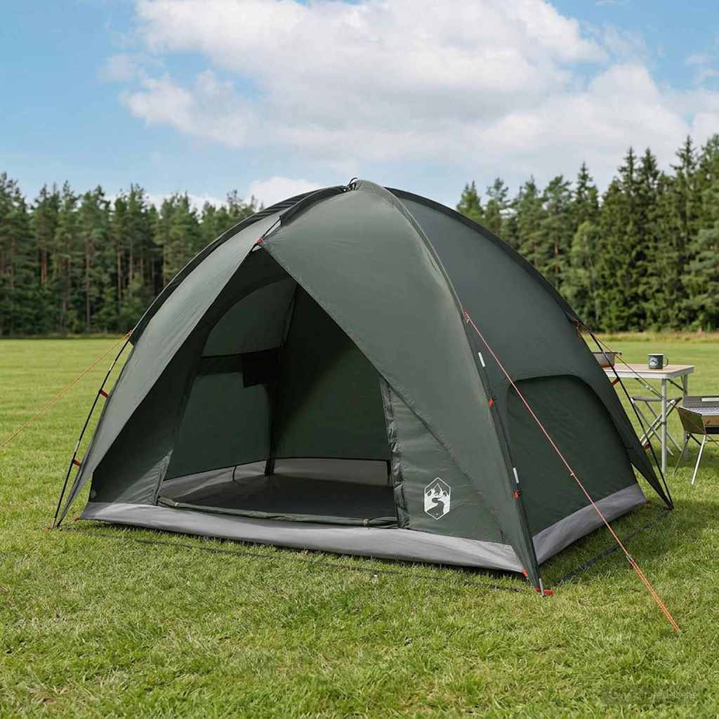 Campingzelt mit Regenhaube wasserdicht Kuppel Olivegrün