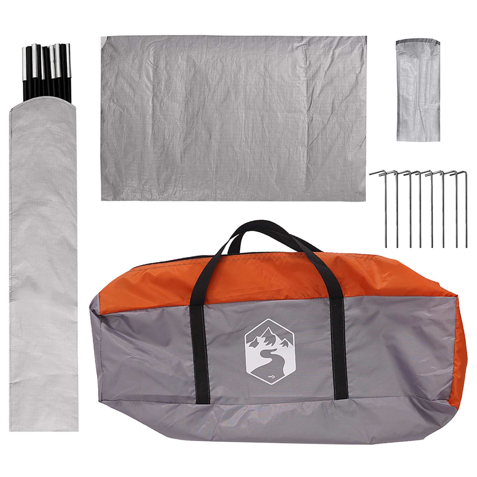 Campingzelt mit Regenhaube wasserdicht Kuppel Grau und Orange