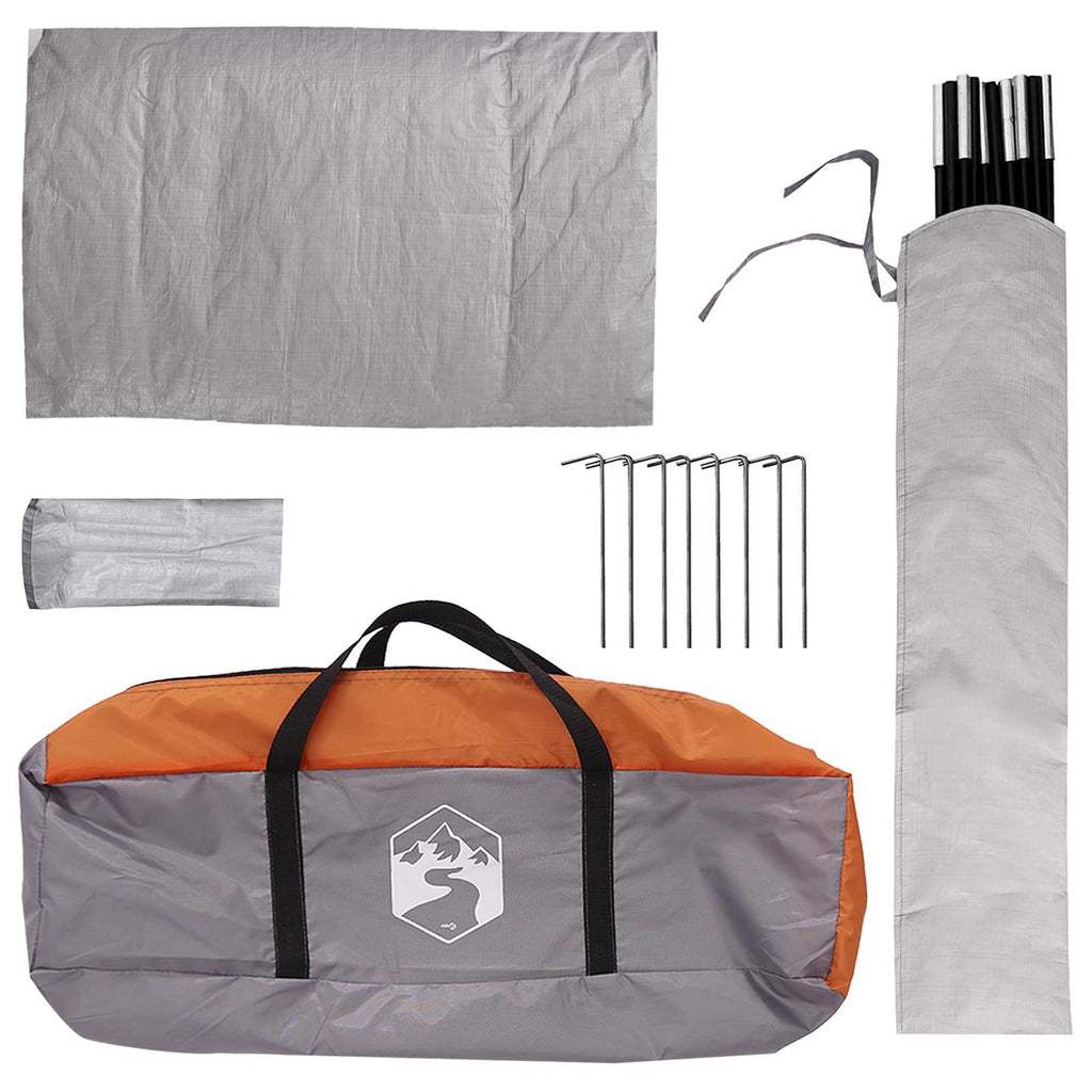 Campingzelt mit Regenhaube wasserdicht Kuppel Grau und Orange