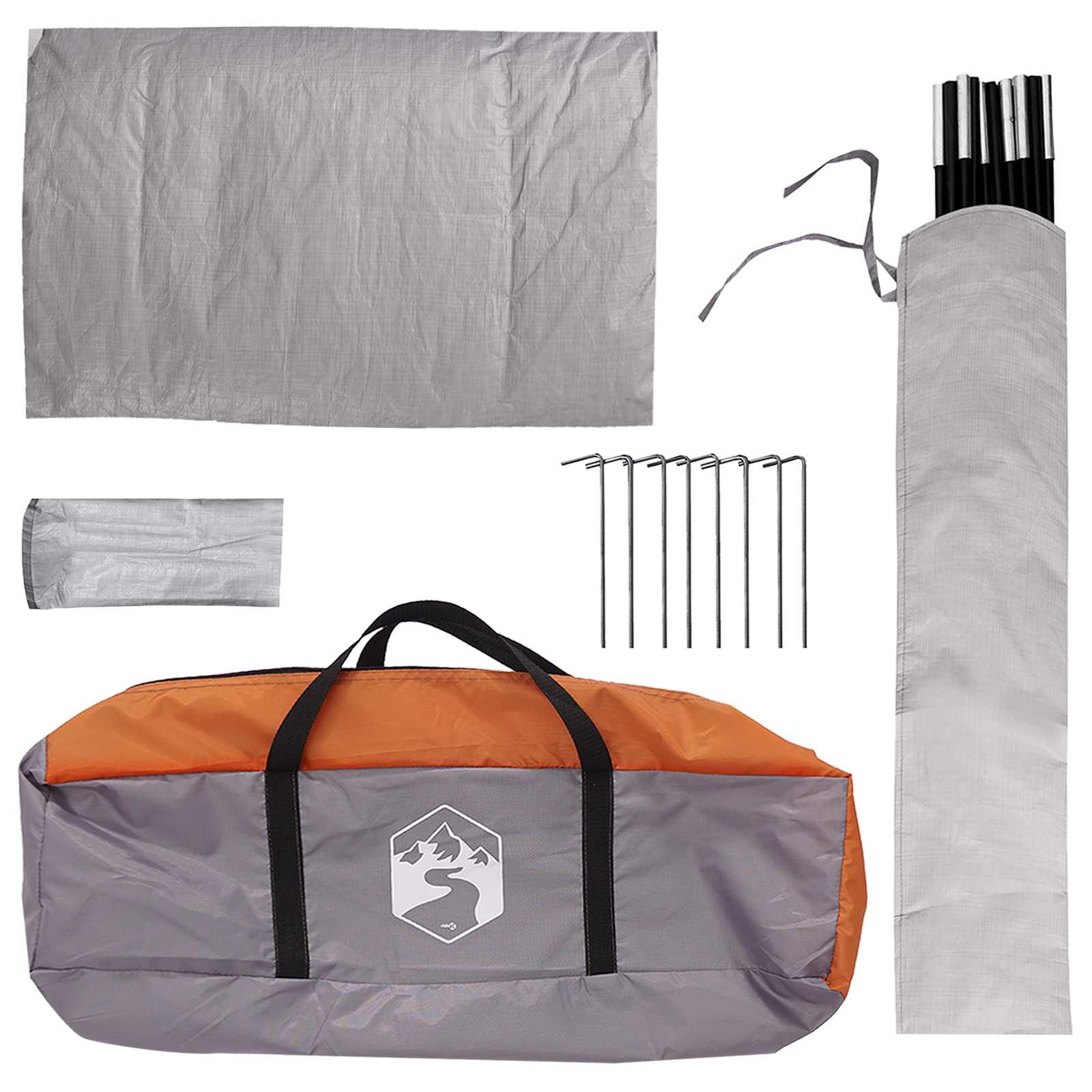 Campingzelt mit Regenhaube wasserdicht Kuppel Grau und Orange