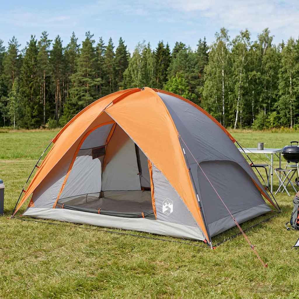 Campingzelt mit Regenhaube wasserdicht Kuppel Grau und Orange