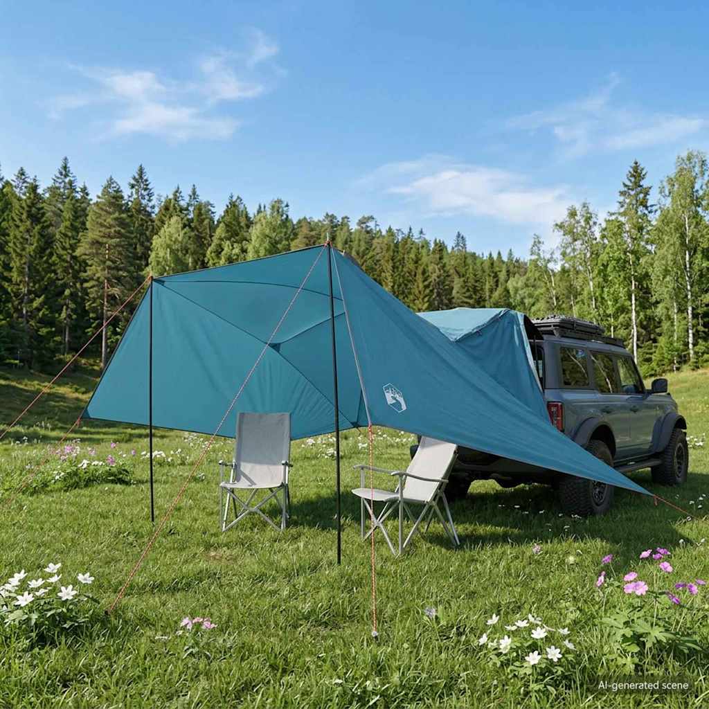 Autozelt mit Dach Blau 308 x 215 x 220 cm Polyester und Stahl
