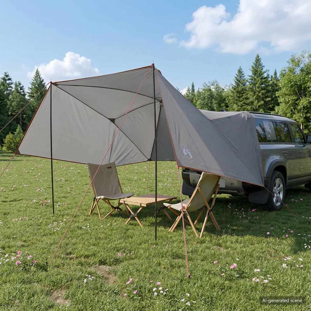 Autozelt Grau und Orange 308 x 215 x 220 cm Polyester und Stahl