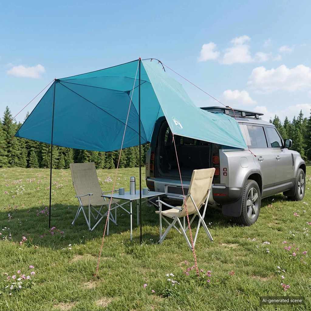 Autozelt mit Dach Blau 350 x 250 cm Polyester und Stahl