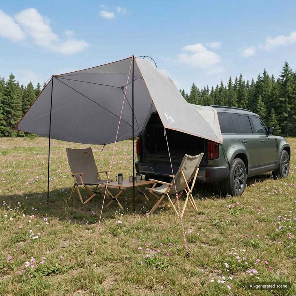 Autozelt Grau und Orange 350 x 250 cm Polyester und Stahl