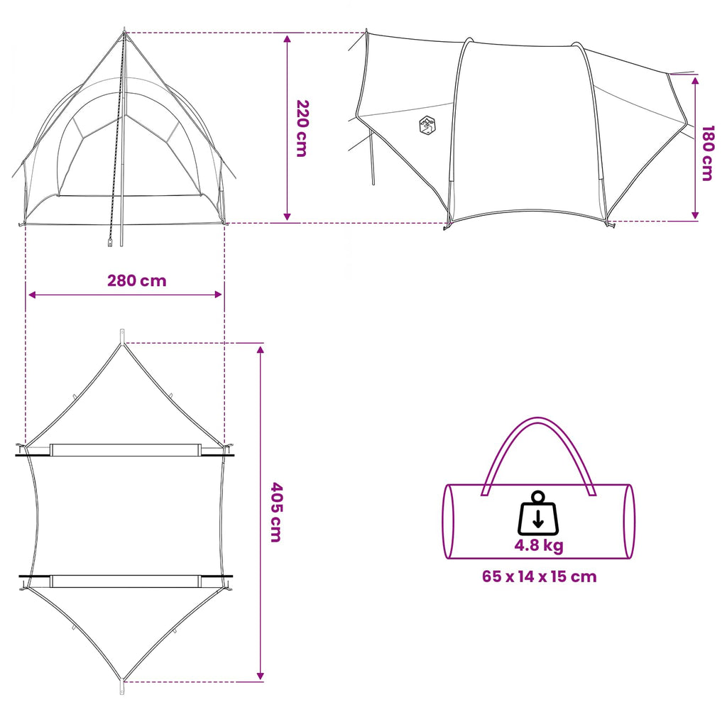 Heck-Awnings wasserfest Grün 405 x 280 x 220 cm