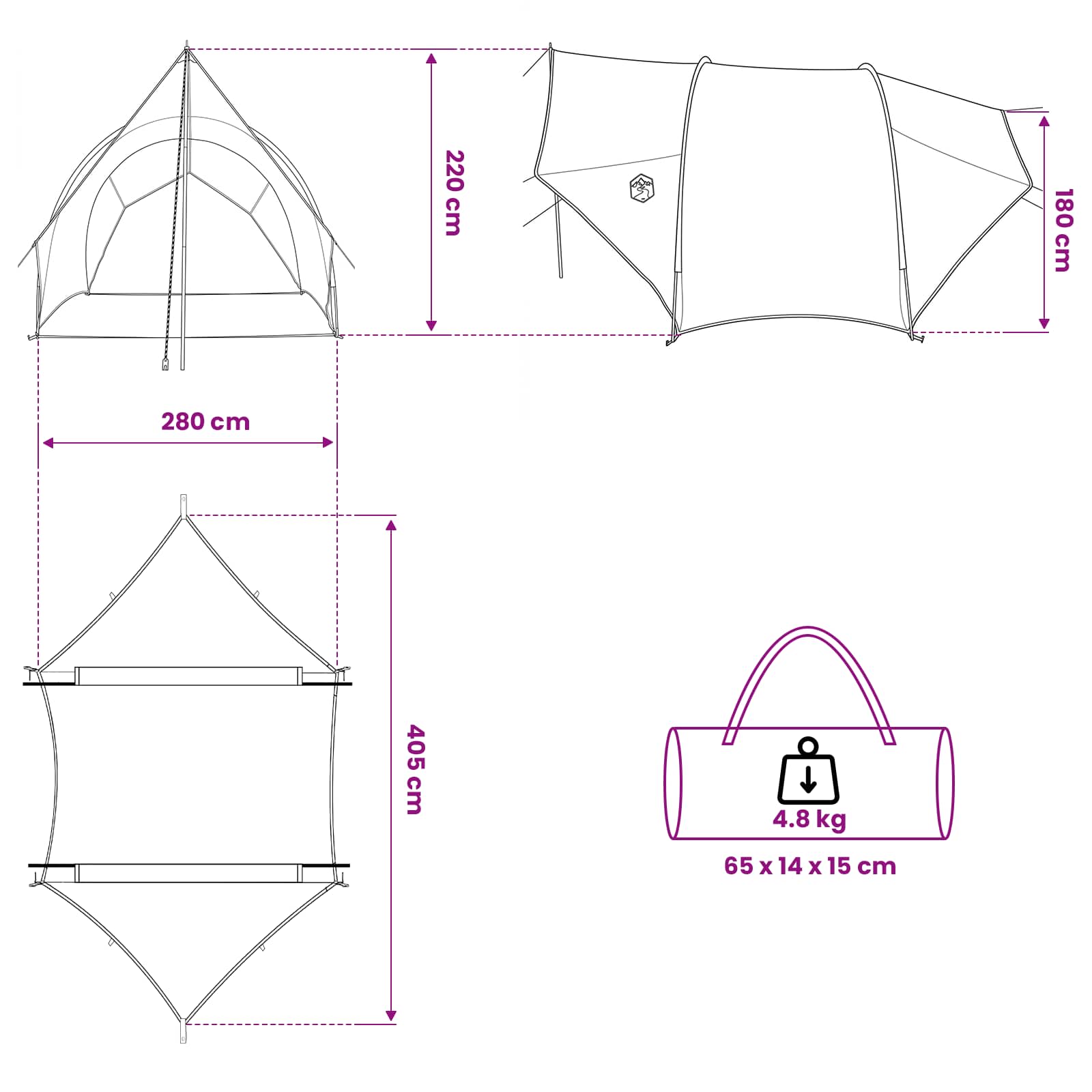 Heck-Awnings wasserfest Blau 405 x 280 x 220 cm