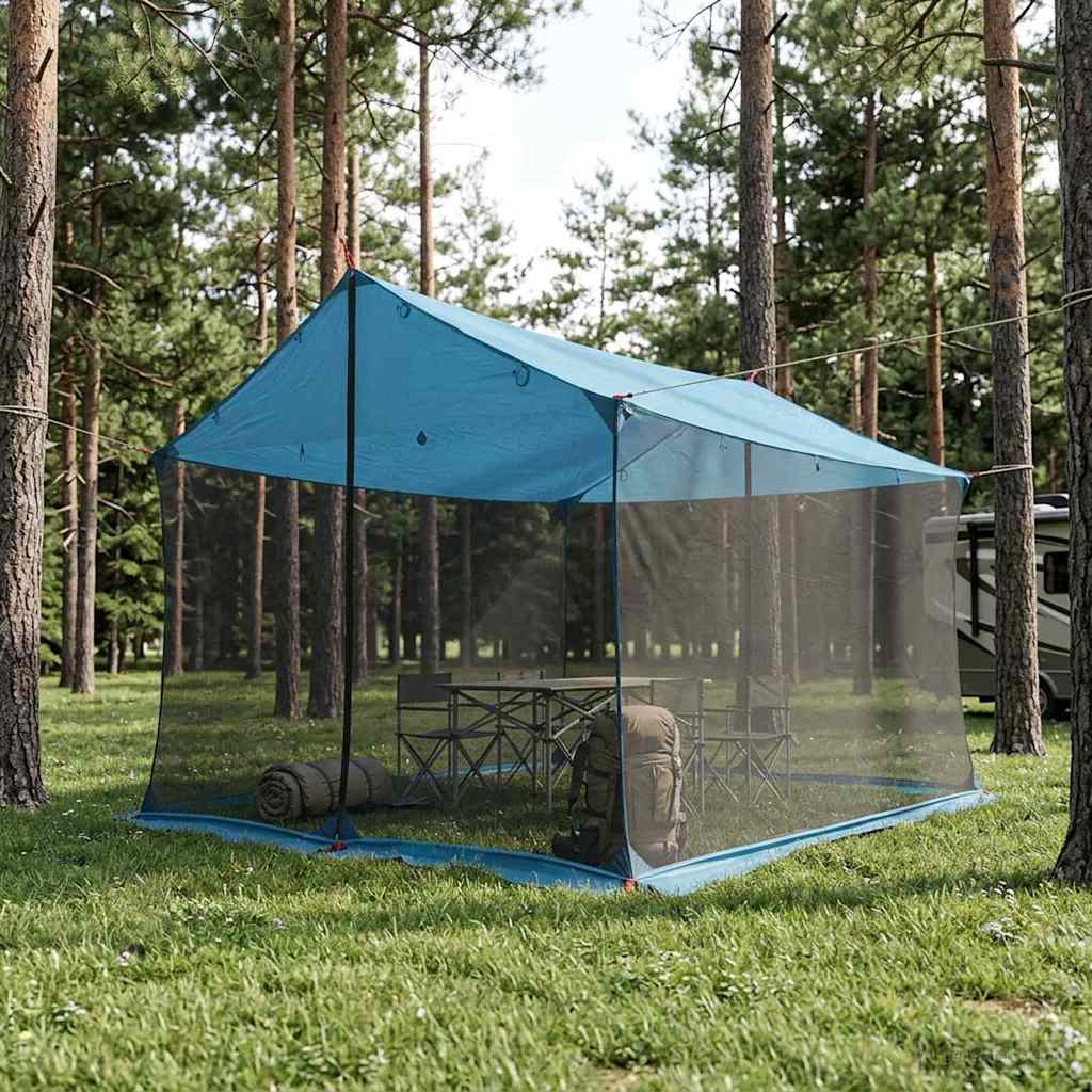Camping-Tarp mit Netzwänden Blau 340 x 260 x 220 cm