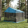 Camping-Tarp mit Netzwänden Blau 340 x 260 x 220 cm