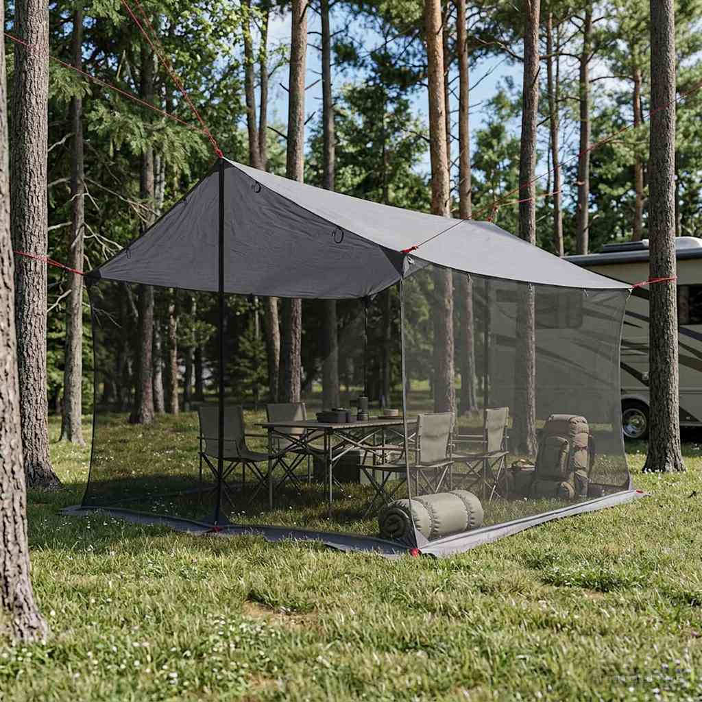Camping-Tarp mit Netzwänden Grau und Orange 340 x 260 x 220 cm