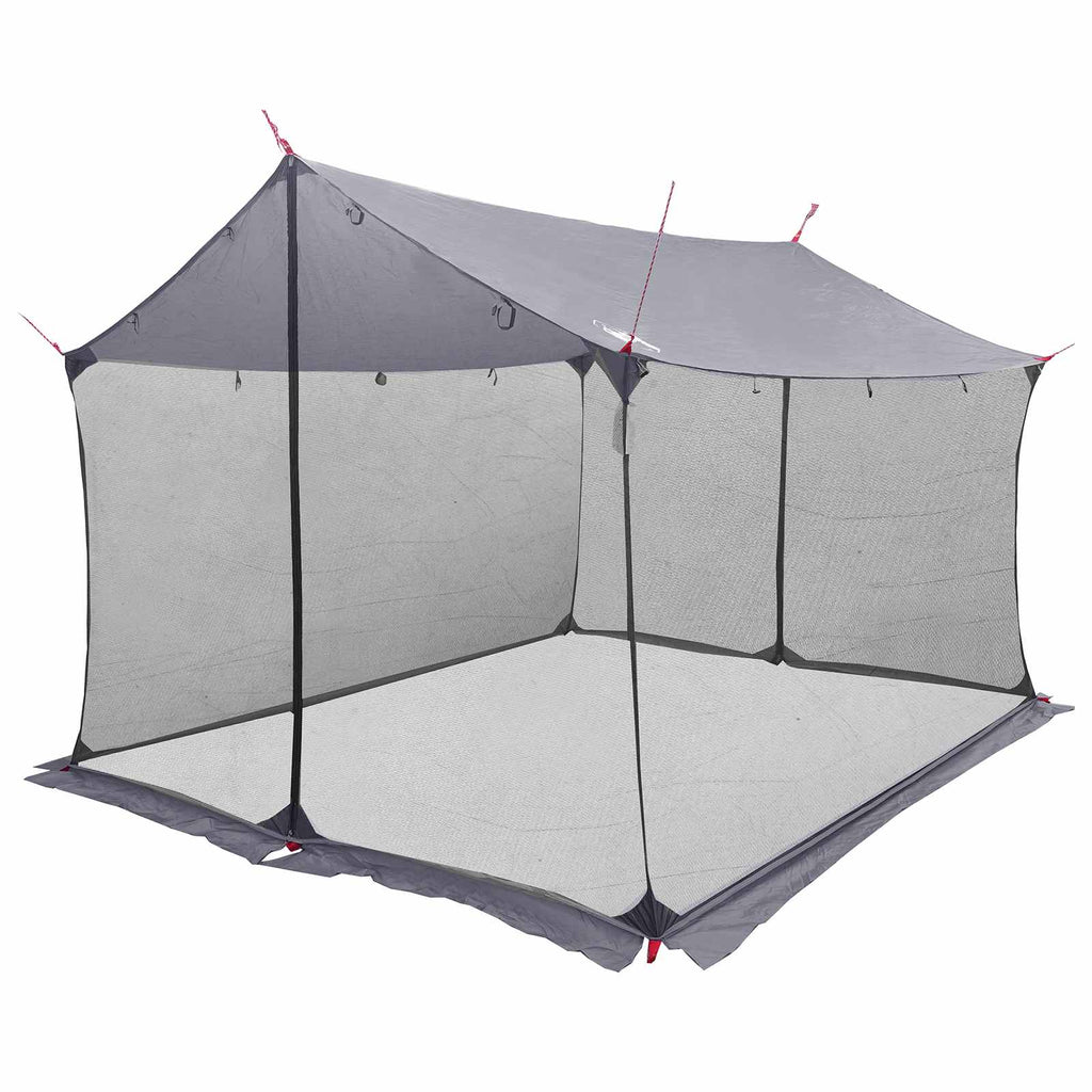 Camping-Tarp mit Netzwänden Grau und Orange 340 x 260 x 220 cm