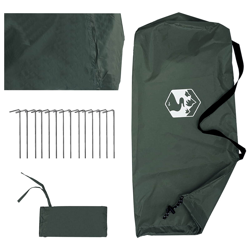 Camping-Tarp mit Netzwänden Olivegrün 340 x 260 x 220 cm