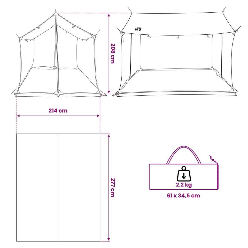 Camping-Tarp mit Netzwänden Blau 270 x 210 x 210 cm