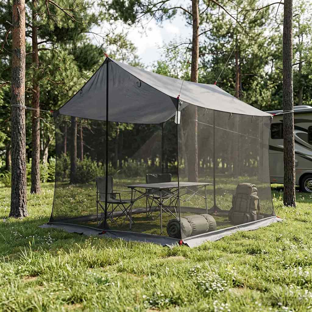 Camping-Tarp mit Netzwänden Grau und Orange 270 x 210 x 210 cm