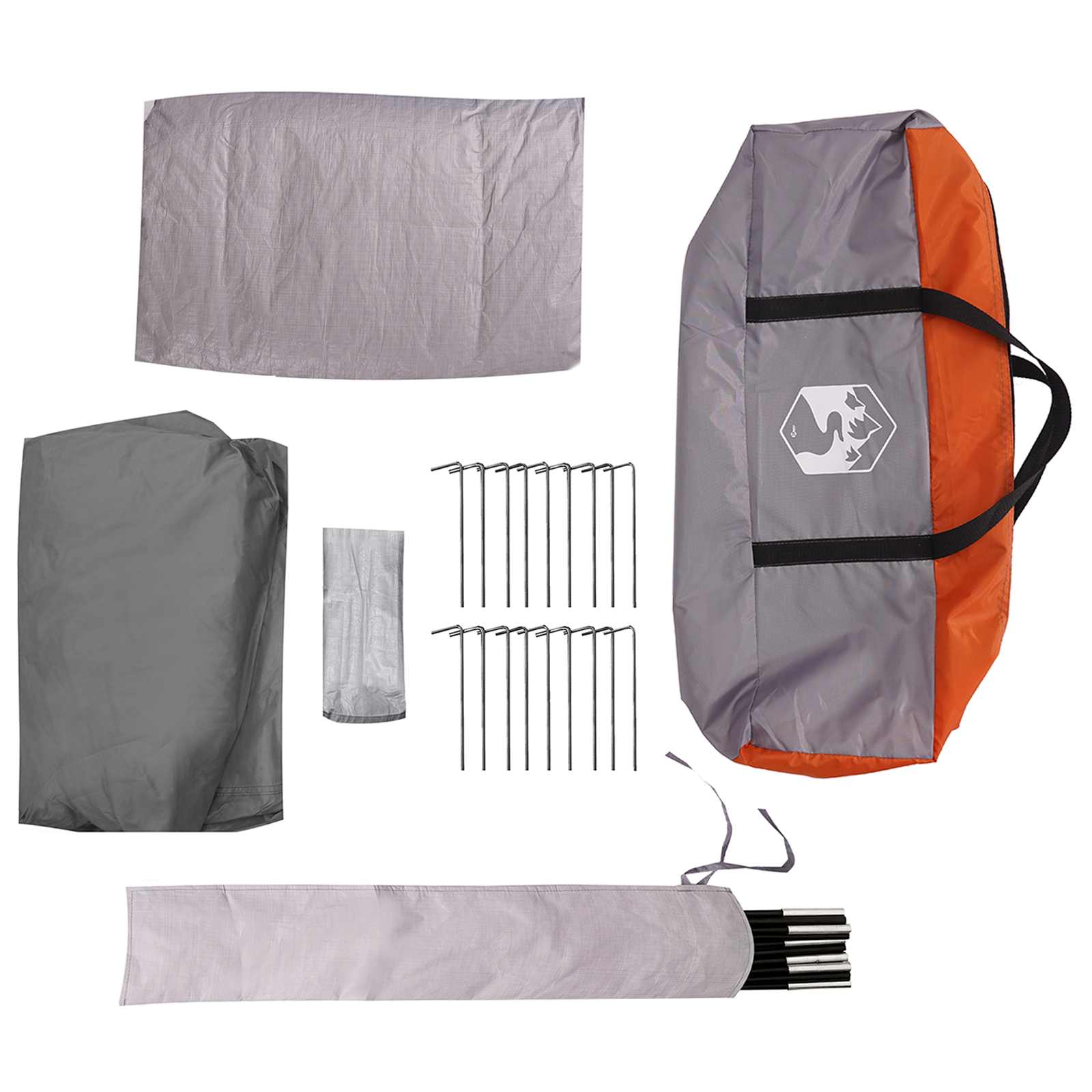 Hütten-Zelt Grau und Orange 12-Personen Polyester und Stahl