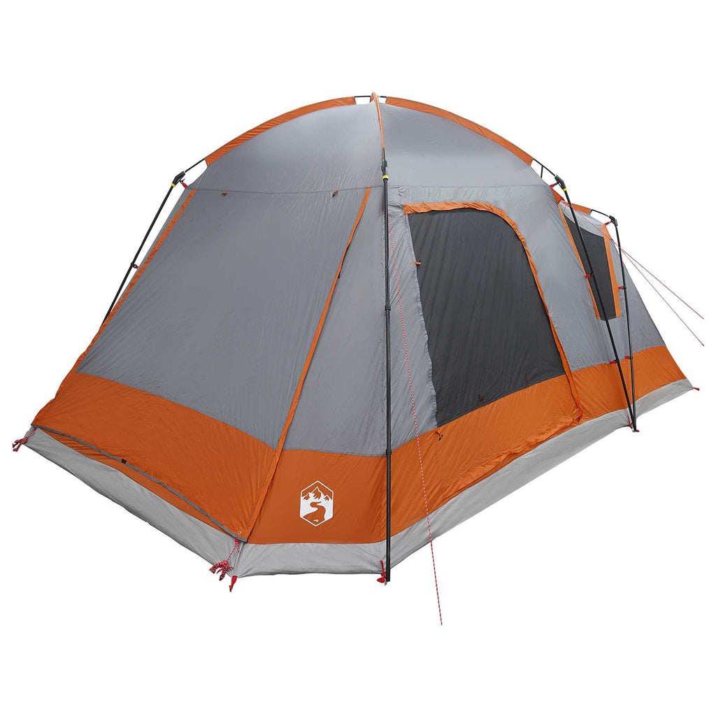 Hütten-Zelt Grau und Orange 8-Personen Polyester und Stahl