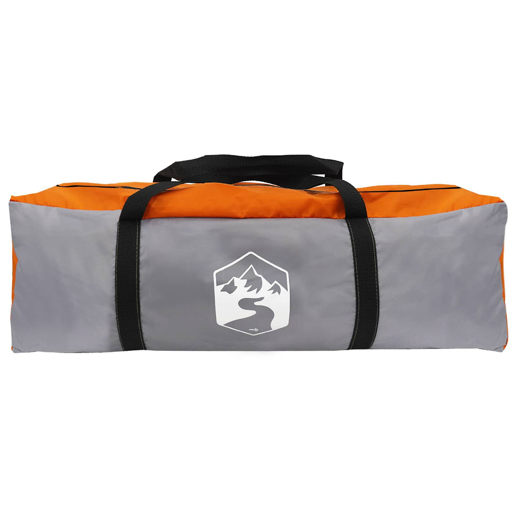 Hütten-Zelt Grau und Orange 6-Personen Polyester und Stahl