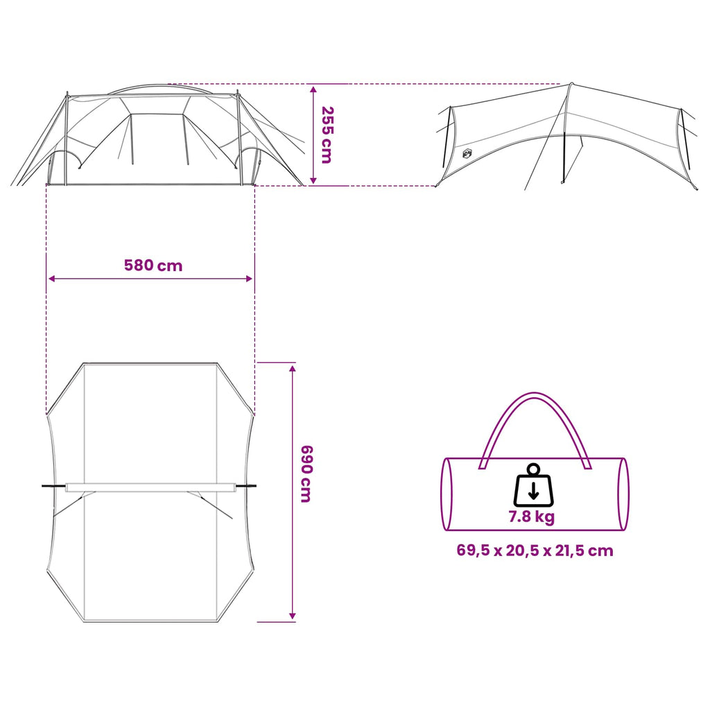 Camping Tarp Wasserfest Grün 690 x 580 x 255 cm