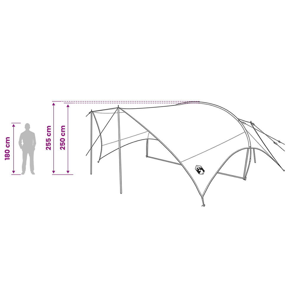 Camping Tarp Wasserfest Grau und Orange 695 x 580 x 200 cm