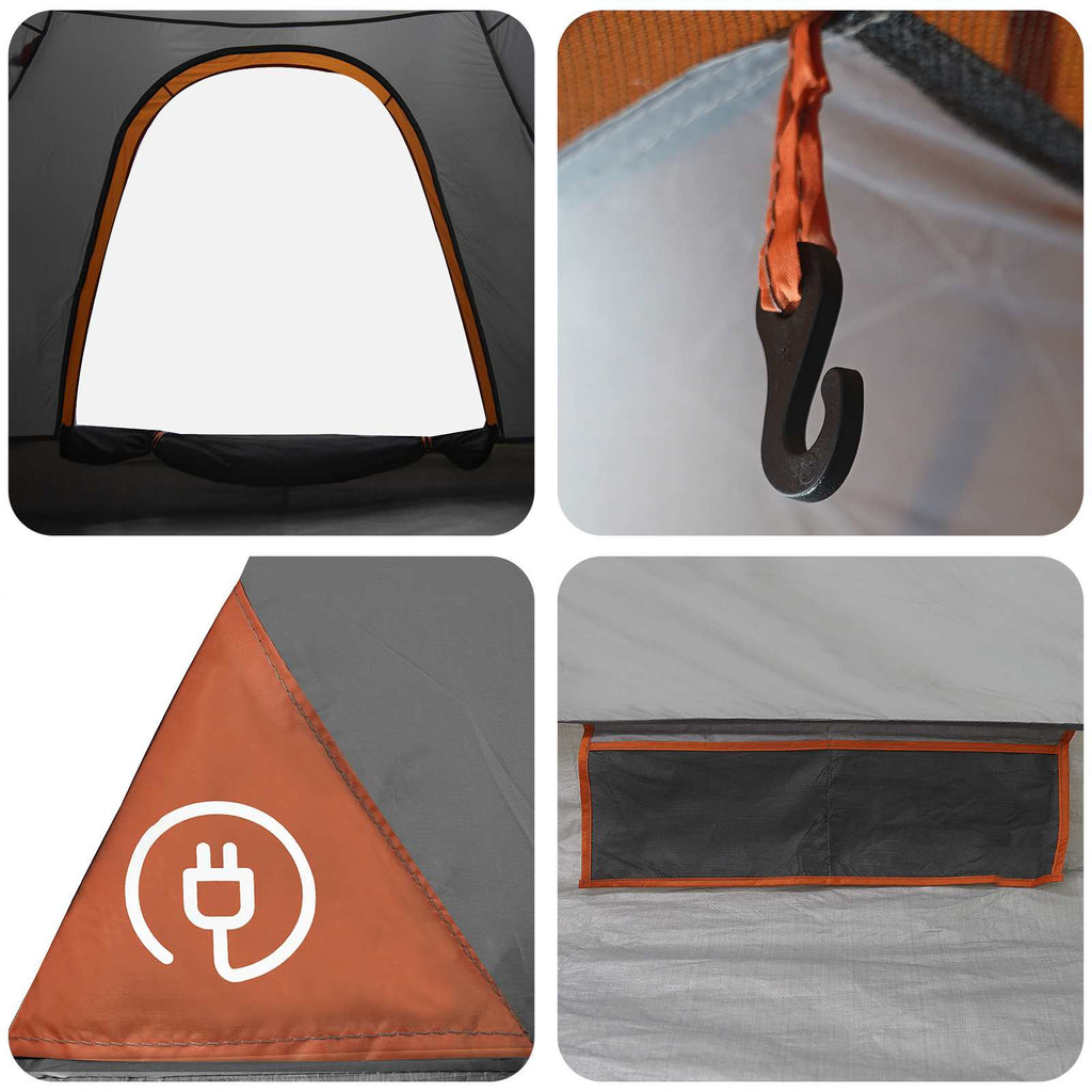 Campingzelt mit Dach Grau und Orange 190 x 140 x 105 cm