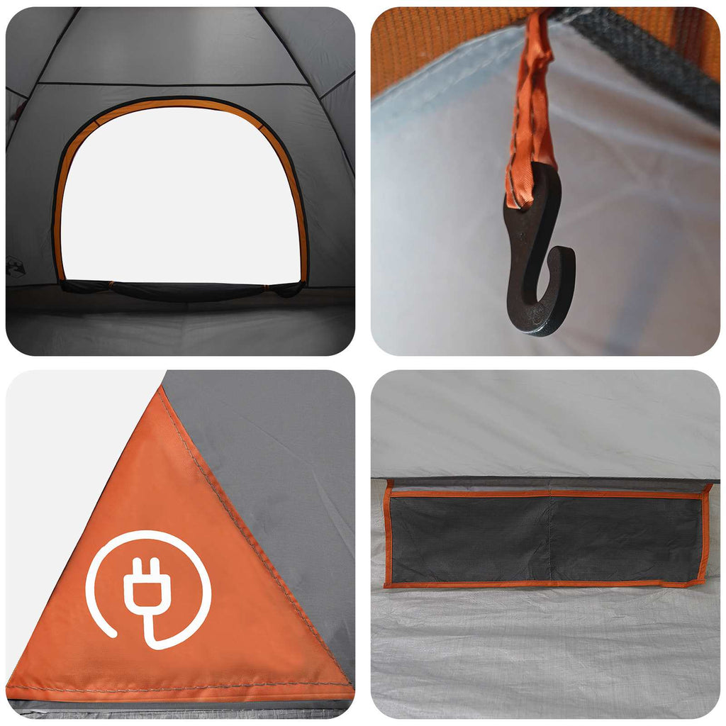 Campingzelt mit Dach Grau und Orange 275 x 215 x 125 cm