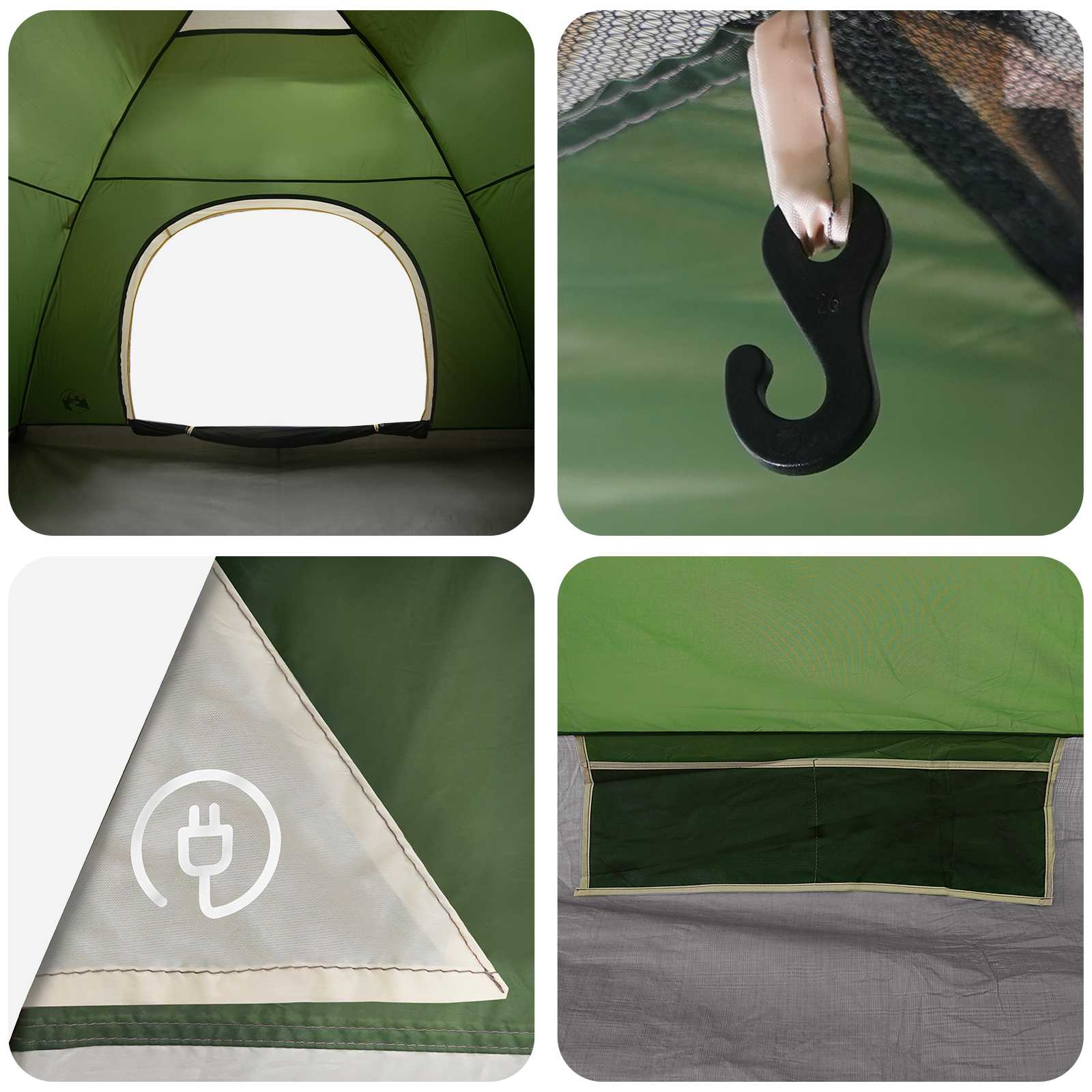 Campingzelt mit Dach mit Luftentlüftung Grün 335 x 275 x 180 cm