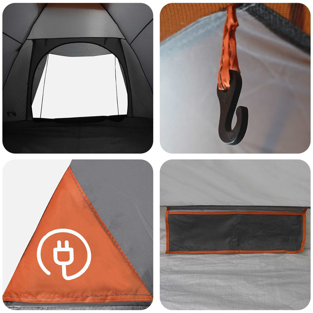 Campingzelt Grau und Orange 4-Personen Polyester und Stahl