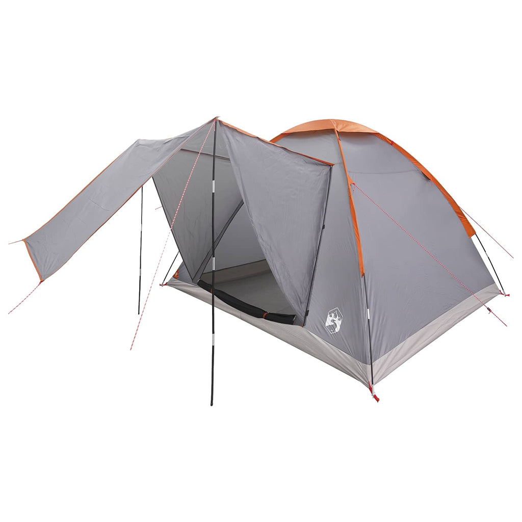 Campingzelt Grau und Orange 4-Personen Polyester und Stahl