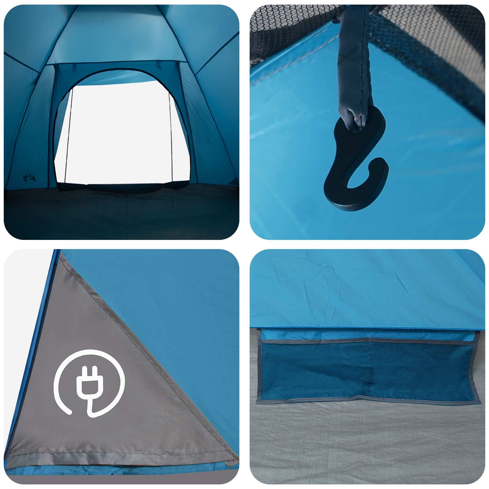 Campingzelt mit Dach Blau 6-Personen Polyester und Stahl