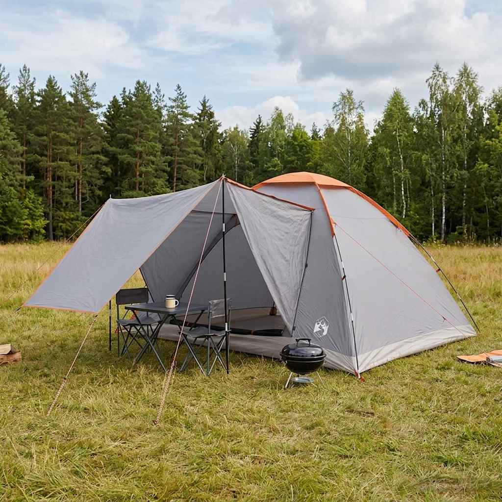 Campingzelt Grau und Orange 6-Personen Polyester und Stahl
