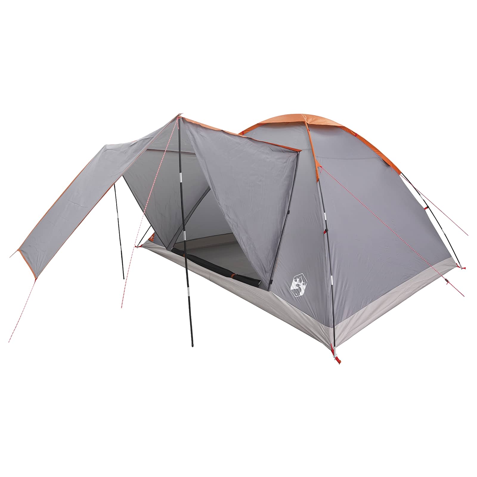 Campingzelt Grau und Orange 6-Personen Polyester und Stahl