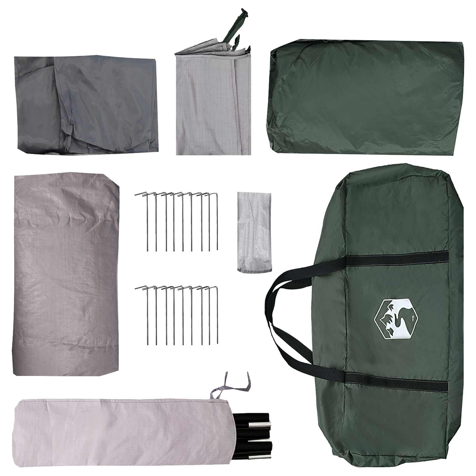 Tunnelzelt Olivegrün 366 x 244 x 198 cm Polyester und Stahl