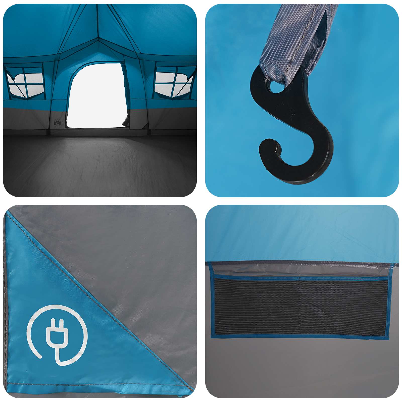 Familienzelt Blau 487 x 340 x 216 cm Polyester und Stahl