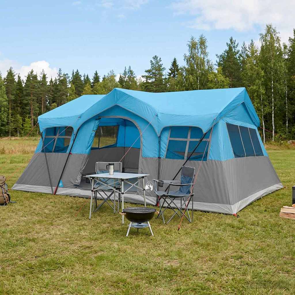 Familienzelt Blau 487 x 340 x 216 cm Polyester und Stahl