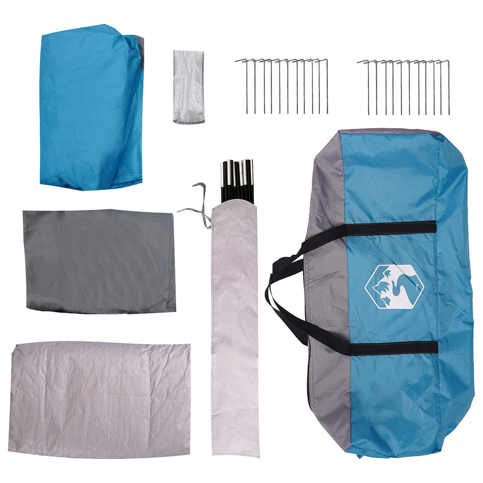 Tunnelzelt mit Dach Blau 370 x 275 x 210 cm Polyester und Stahl