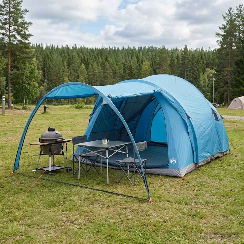 Tunnelzelt mit Dach Blau 370 x 275 x 210 cm Polyester und Stahl