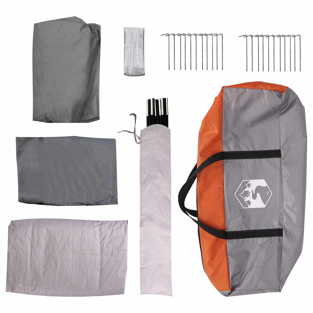 Tunnelzelt mit Dach Grau und Orange 370 x 275 x 210 cm