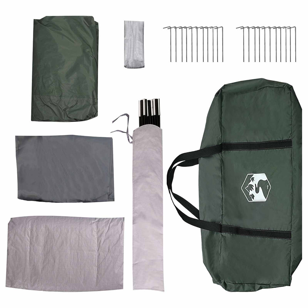 Tunnelzelt Olivegrün 370 x 275 x 210 cm Polyester und Stahl